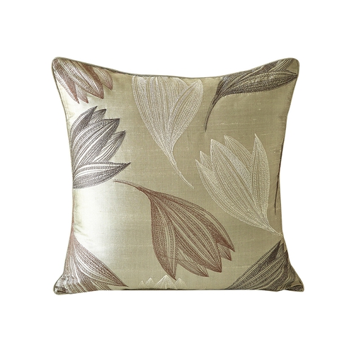 19mm Dupion Silk Pillow Cover Palm Leaf Pattern (model:1213)