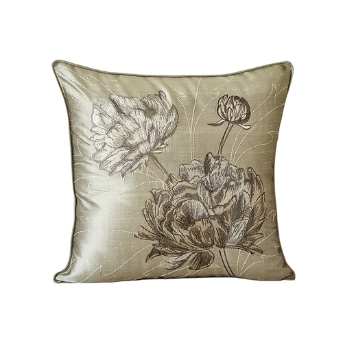 19mm Dupion Silk Pillow Cover Peony Embroidery (model:1207)