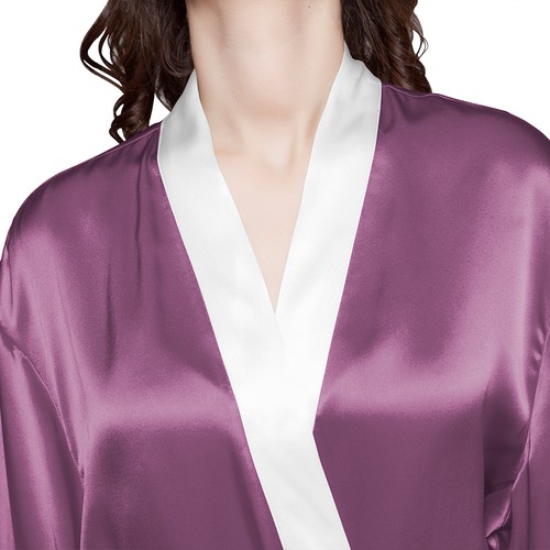 22 Momme Reverse Trim Mid Length Silk Robe (model:2115)