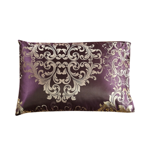 Taie dâ€™Oreiller Forme Sac en Soie 22 Momme Jacquard Alina Aubergine