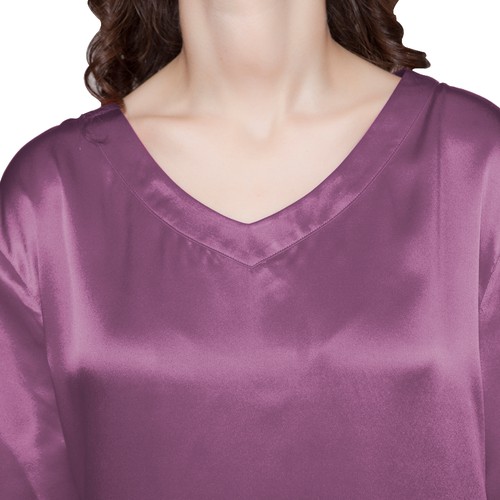 22 Momme Wide V Neck Silk Nightgown (model:2120)