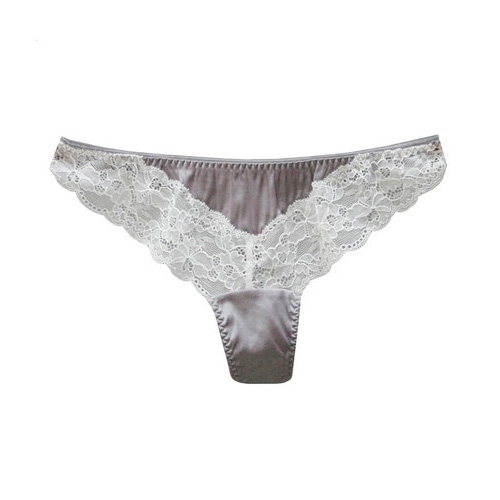Plain Trim With Lace Rear Silk Thong (model:5013)