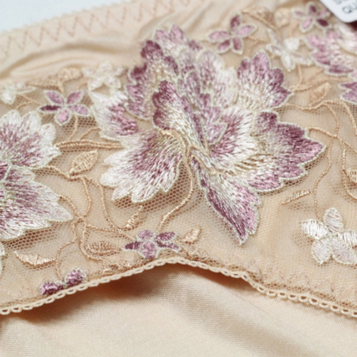 Culotte en Dentelle Florale Devant et Soie Champagne