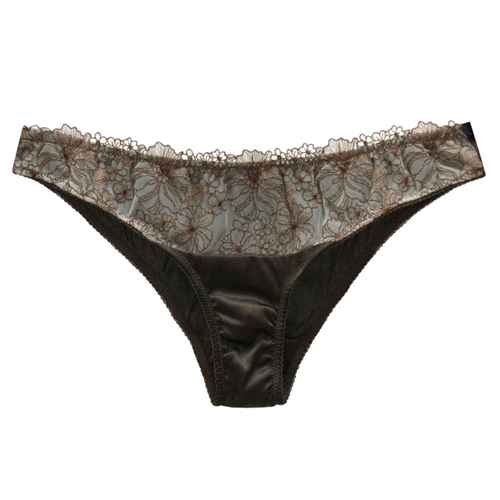 Culotte en Dentelle Florale et Soie Café