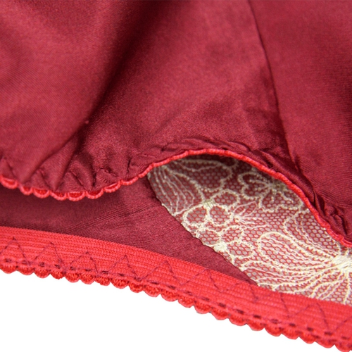 Culotte en Dentelle Florale et Soie Rouge