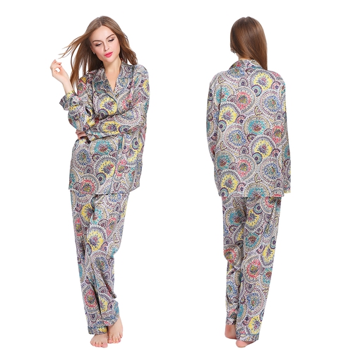 Pyjama en Soie Imprimé Géométrique