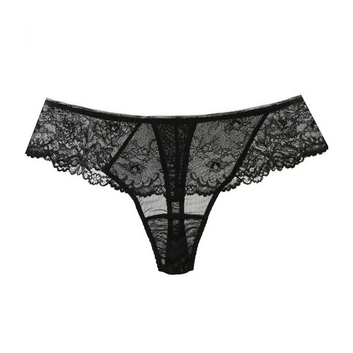 Shorty String en Soie Tulle Fantaisie et Dentelle Noir