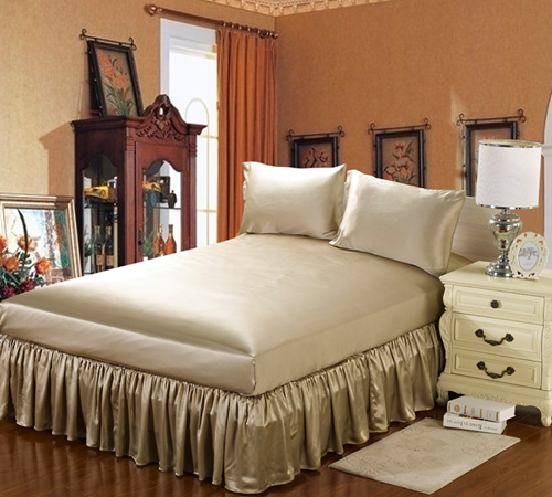 19 Momme Silk Bedskirt Full Taupe – Bluespan