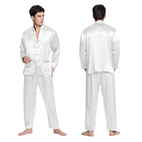 22 Momme Contrast Trim Silk Pajama Set 3pcs (model:2468)