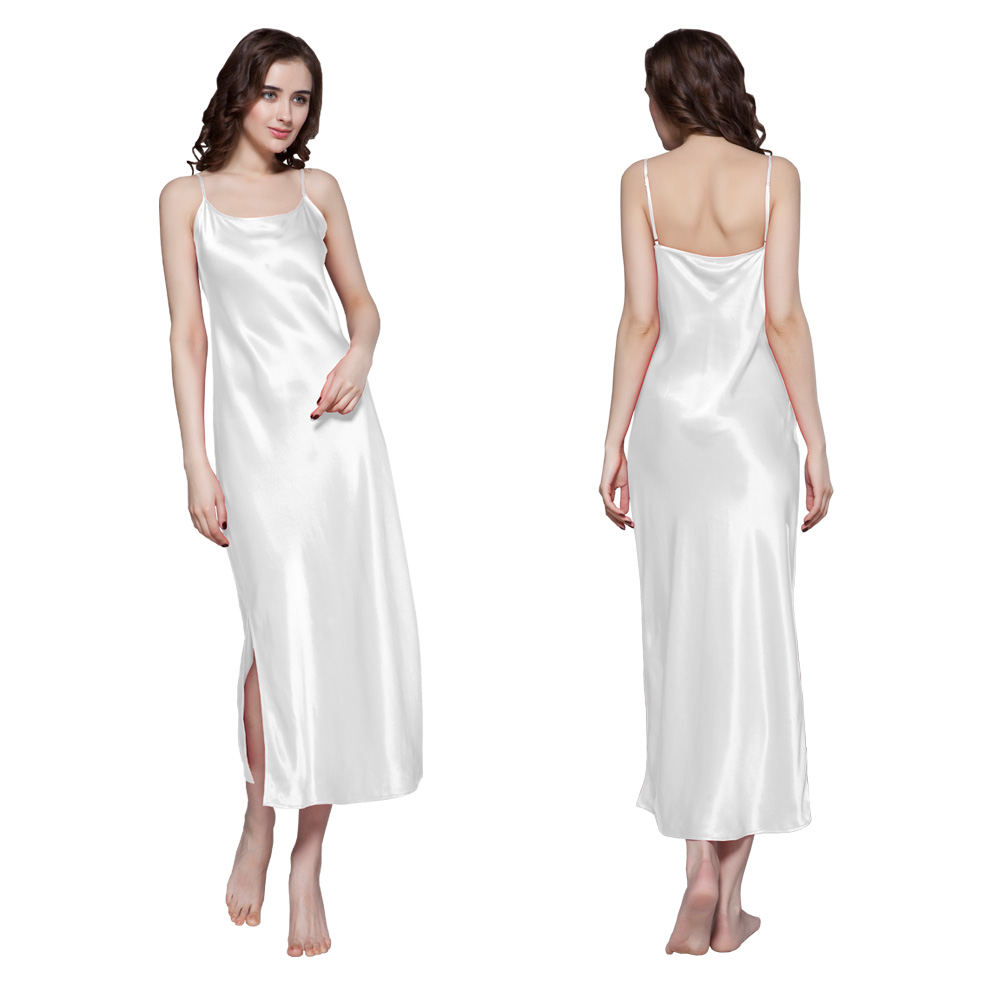 1000 white 22 momme full length silk nightgown