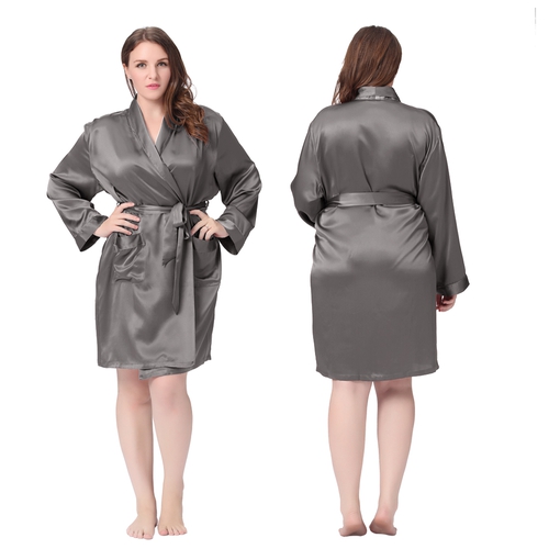 22 Momme Mid Length Silk Dressing Gown Plus Size