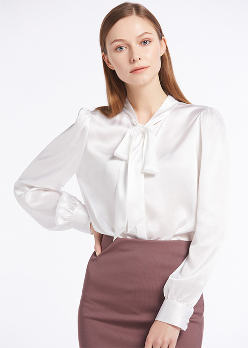 22mm Elegant Tie Collar Silk Shirts (model:8366)