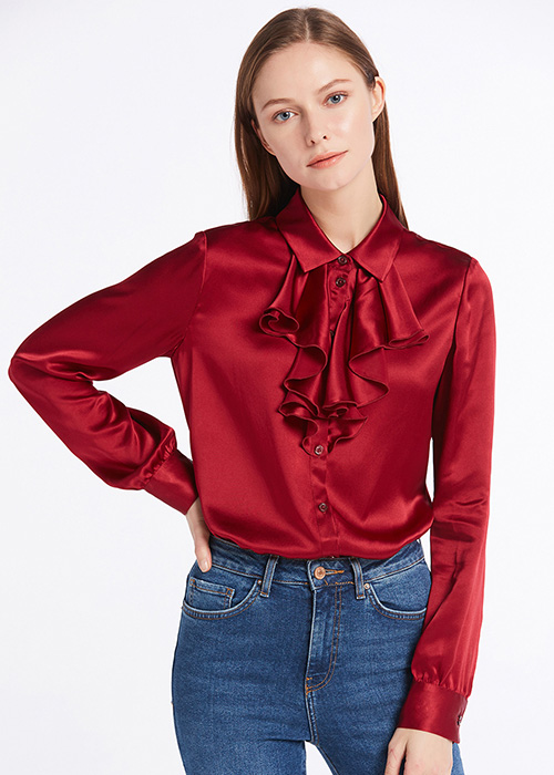 22mm Feminine Cascade Front Silk Shirts (model:8375)