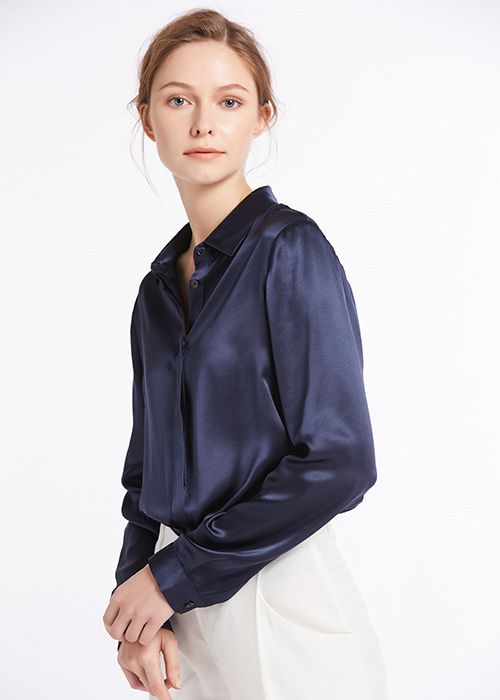 22mm Relaxed Consealed Placket Silk Shirts (model:8367)