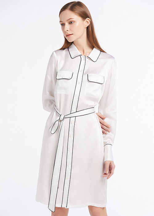22MM Relaxed High Waist Silk Shirt Dresses (model:8372)
